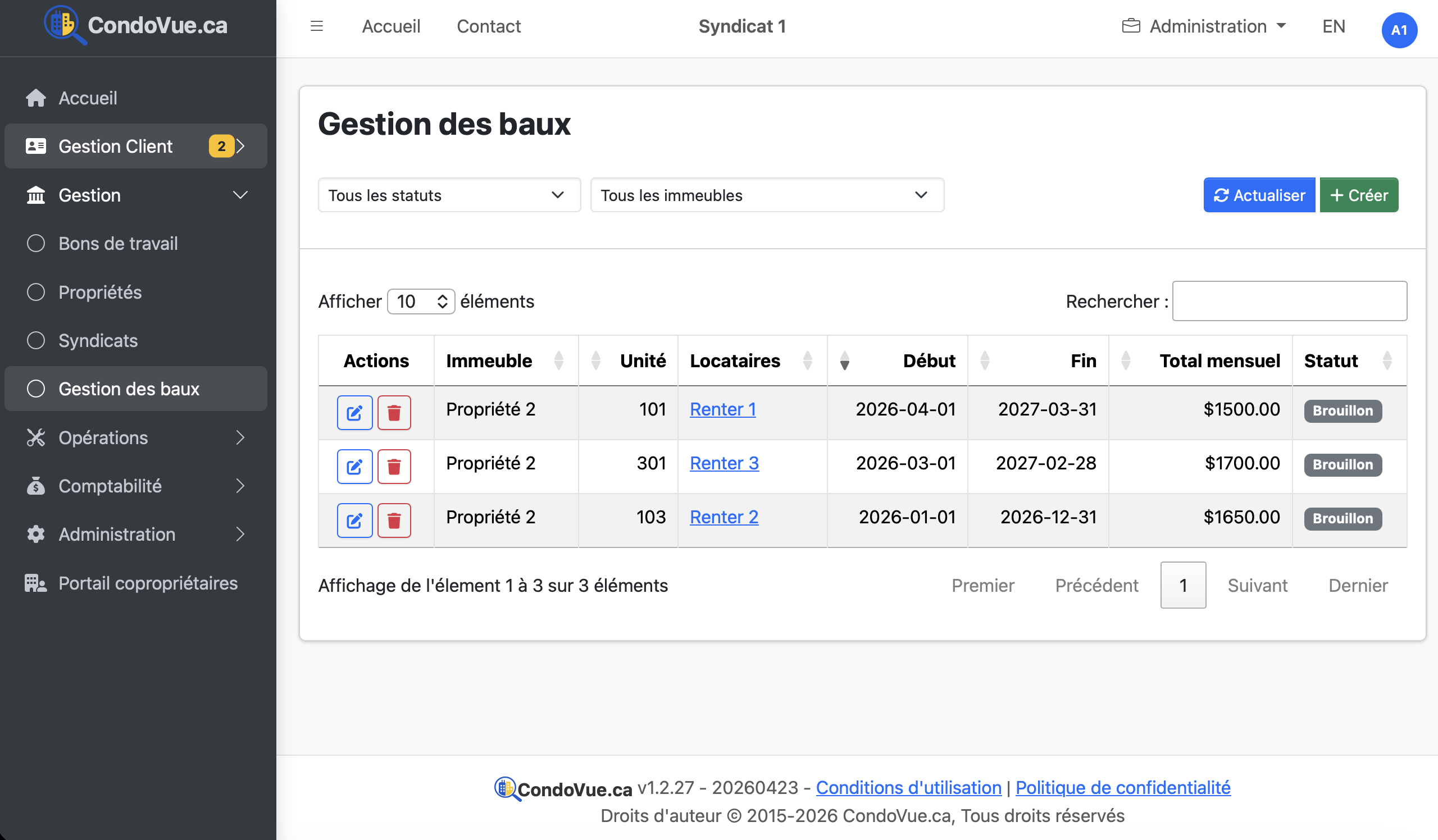 Gestion des baux